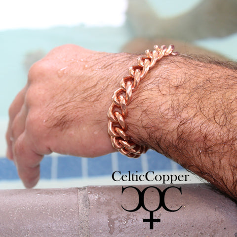 Men's Extra Bold 13mm Copper Cuban Curb Chain Bracelet  B79R Men's Solid Copper Bracelet Chain 8.5 Inch