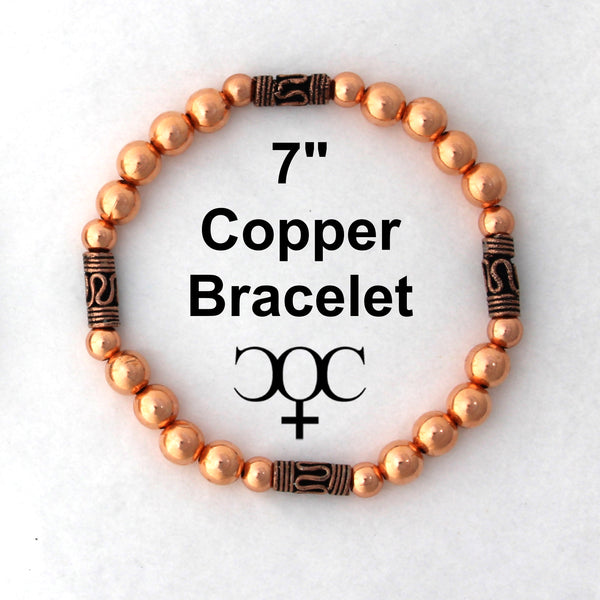 Pure Copper Beaded Bracelet For Men And Women 6mm Round Copper And Vintage Bead Stretch Bracelet