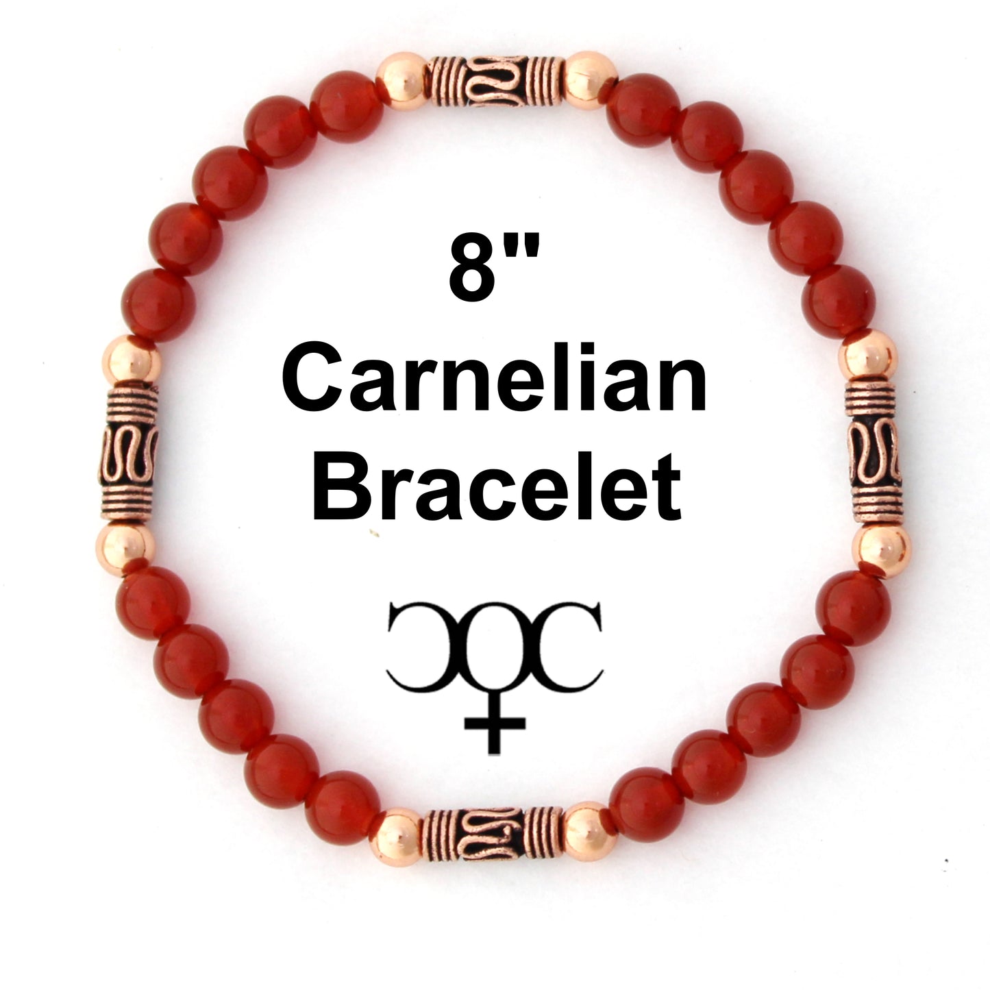 Carnelian Copper Beaded Bracelet Vintage Handmade Solid Copper Beads Red Agate Stretch Bracelet