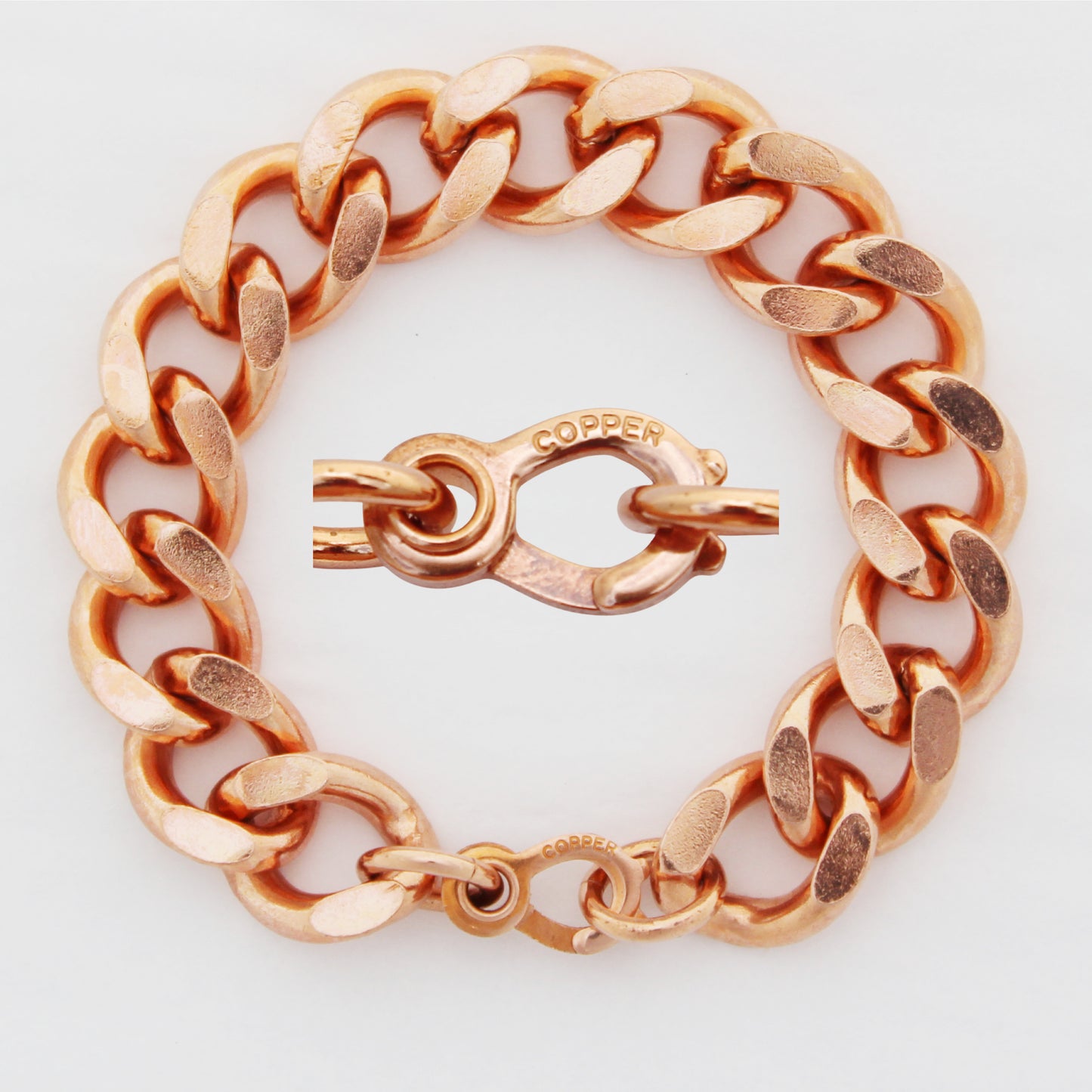 Copper Curb Chain Bracelet Men’s Super Chunky 16mm Pure Copper Bracelet Chain All Sizes Hook Clasp