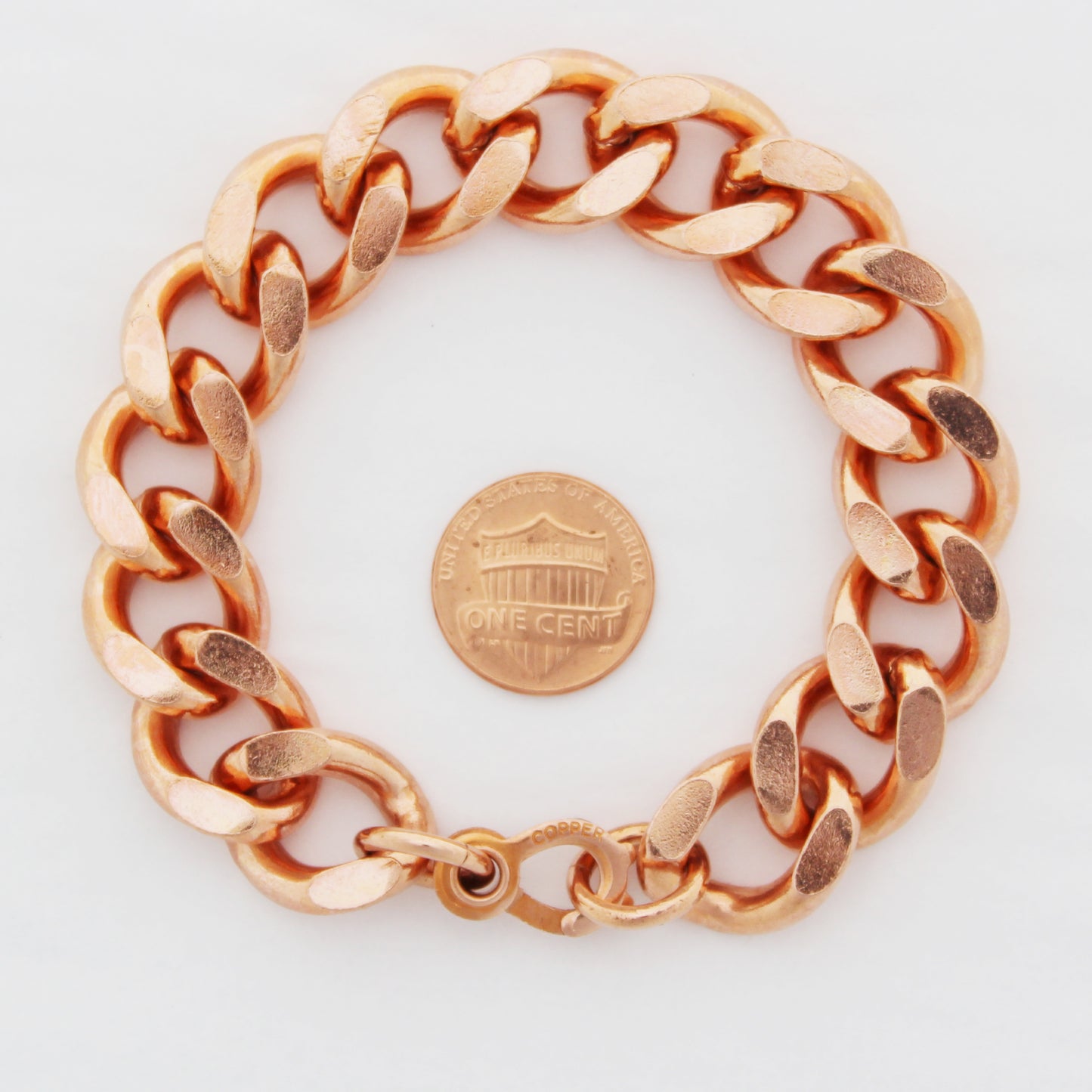 Copper Curb Chain Bracelet Men’s Super Chunky 16mm Pure Copper Bracelet Chain All Sizes Hook Clasp