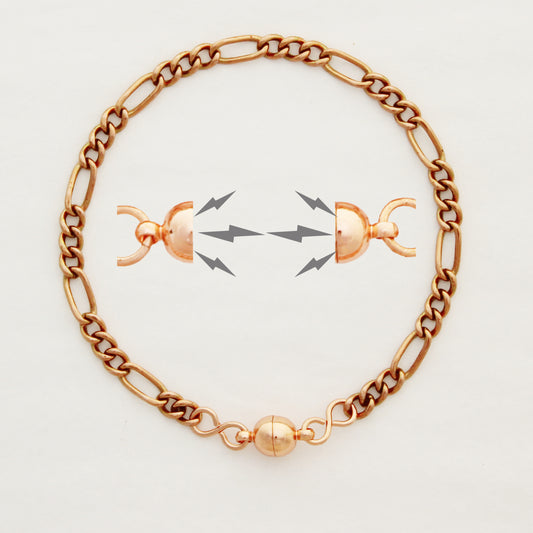 Copper Figaro Chain Bracelet BC41 Fine 4mm Pure Copper Bracelet Chain All Sizes Magnetic Clasp