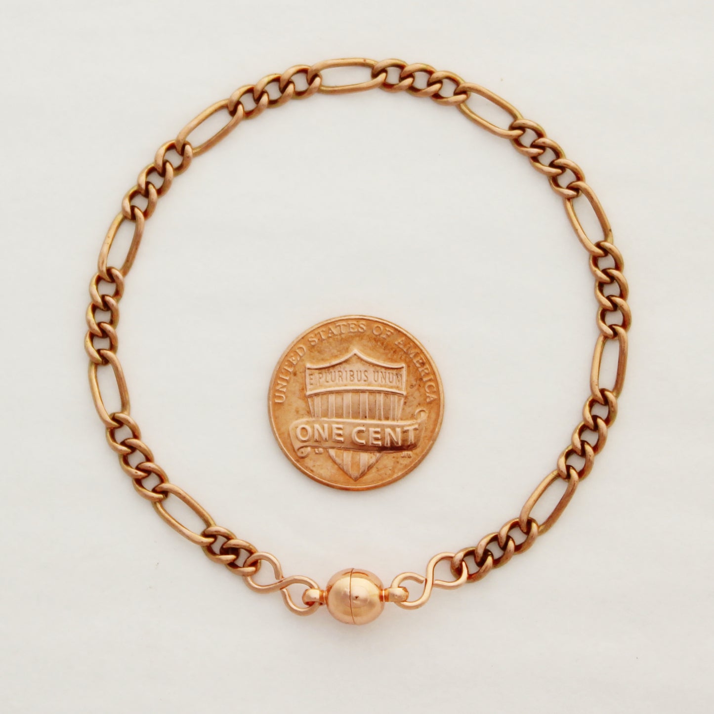 Copper Figaro Chain Bracelet BC41 Fine 4mm Pure Copper Bracelet Chain All Sizes Magnetic Clasp
