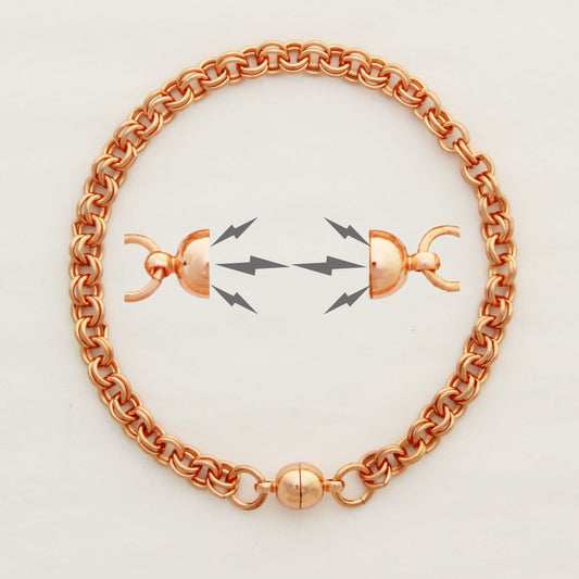 Copper Double Cable Chain Bracelet Fine 4mm Pure Copper Bracelet Chain All Sizes Magnetic Clasp