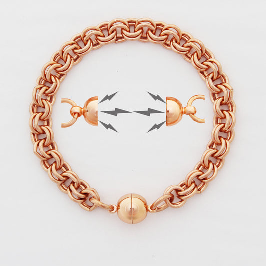Copper Double Cable Chain Bracelet Bold 7mm Pure Copper Bracelet Chain All Sizes Magnetic Clasp