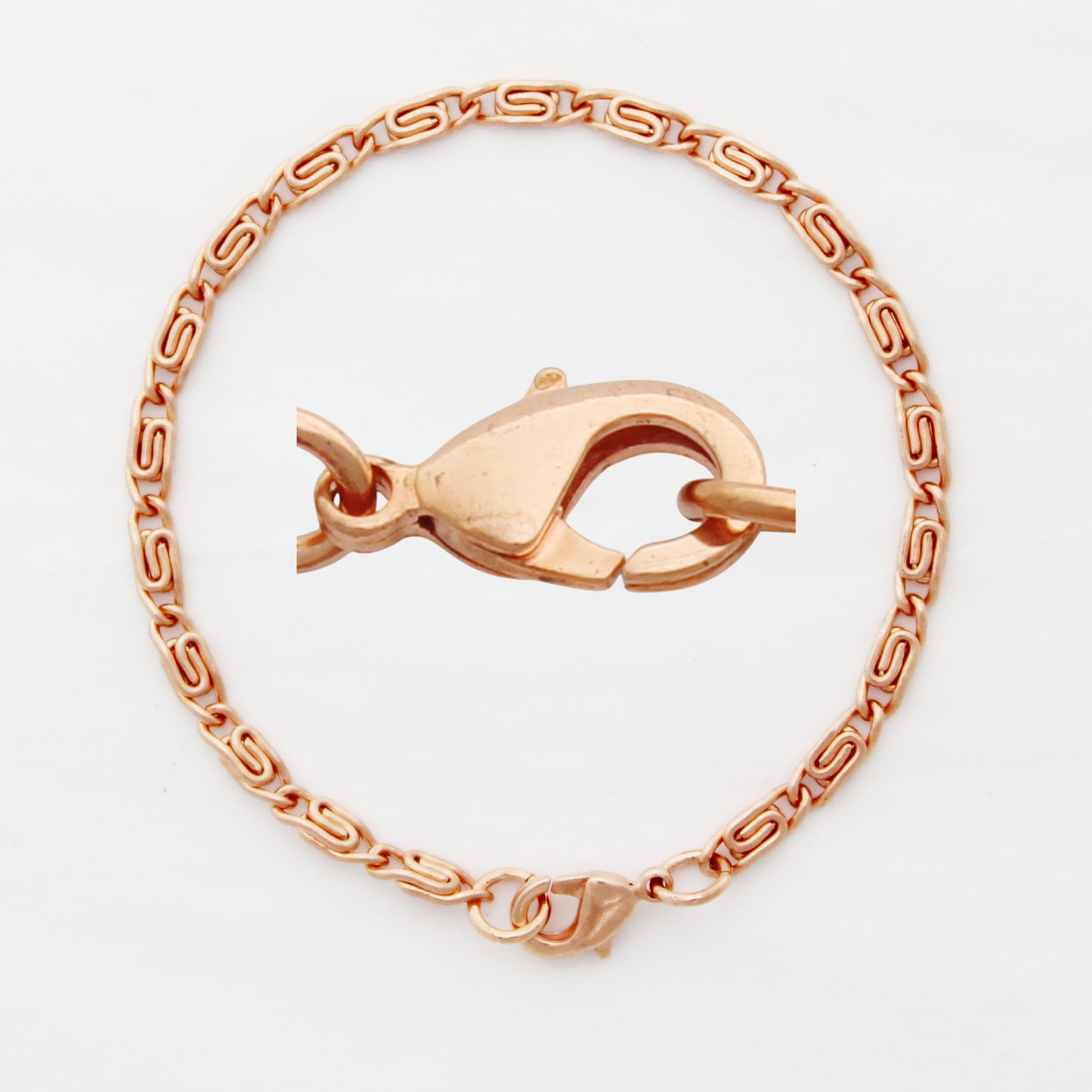 Copper Scroll Chain Bracelet Fine 3mm Pure Copper Bracelet Chain All Sizes Brass Lobster Clasp
