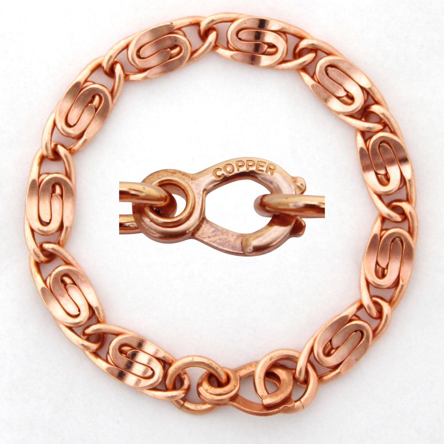 Copper Scroll Chain Bracelet Heavy 9mm Pure Copper Bracelet Chain All Sizes Copper Hook Clasp
