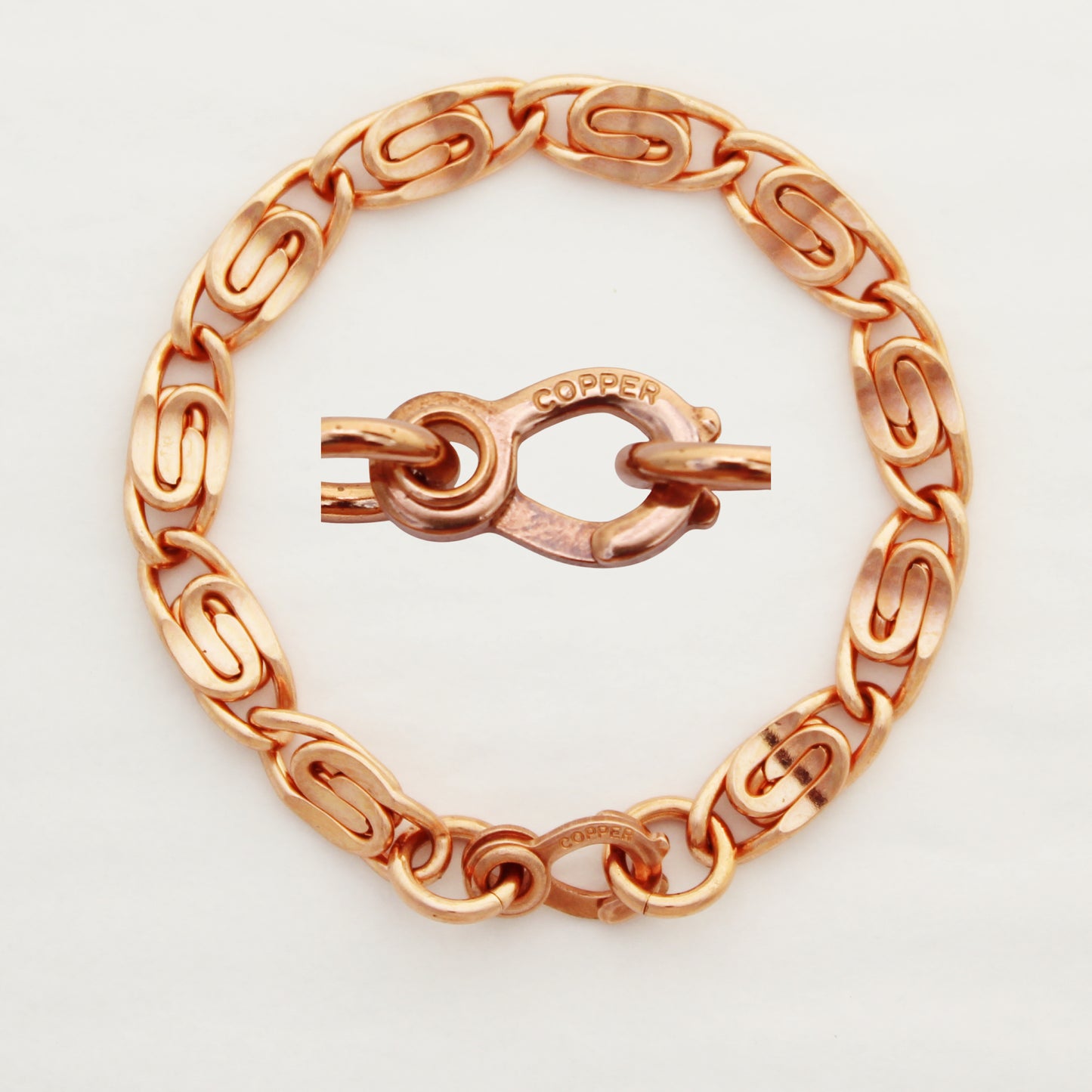 Custom Bracelet Chain Solid Copper 9mm Heavy Scroll Chain Bracelet CB69M Custom Size Copper Bracelet Chain