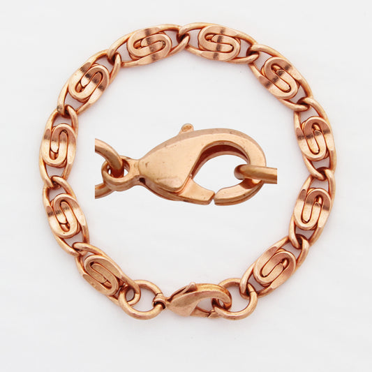 Copper Scroll Chain Bracelet Heavy 9mm Pure Copper Bracelet Chain All Sizes Brass Lobster Clasp