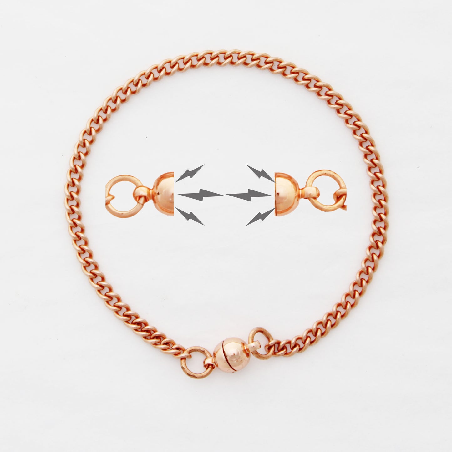 Copper Curb Chain Bracelet Fine 3mm Pure Copper Bracelet Chain All Sizes Strong Magnetic Clasp