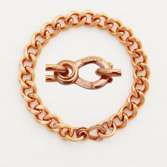 Copper Curb Chain Bracelet Bold 10mm Pure Copper Bracelet Chain All Sizes Copper Hook Clasp