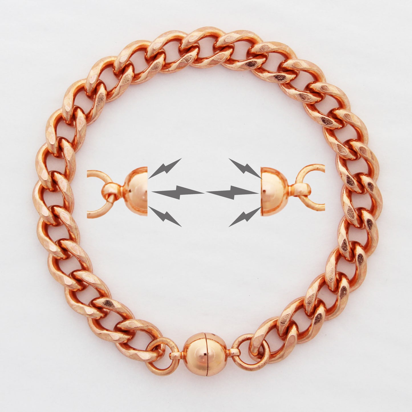 Copper Curb Chain Bracelet Bold 10mm Pure Copper Bracelet Chain All Sizes Strong Magnetic Clasp