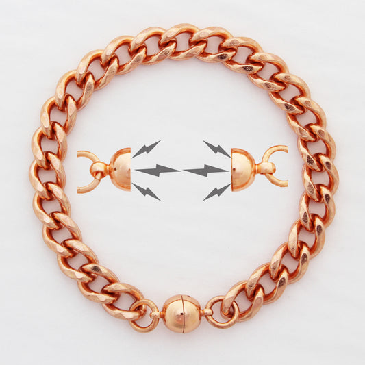 Copper Curb Chain Bracelet Bold 10mm Pure Copper Bracelet Chain All Sizes Strong Magnetic Clasp