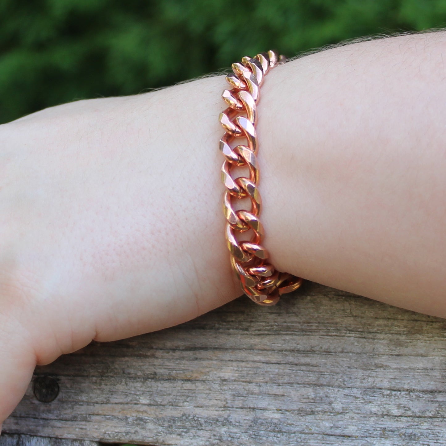 Copper Curb Chain Bracelet Bold 10mm Pure Copper Bracelet Chain All Sizes Strong Magnetic Clasp