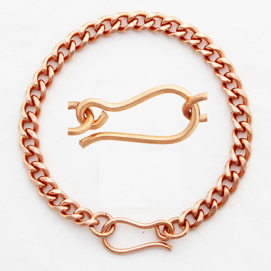 Copper Curb Chain Bracelet Medium 5mm Pure Copper Bracelet Chain All Sizes Copper Hook Clasp