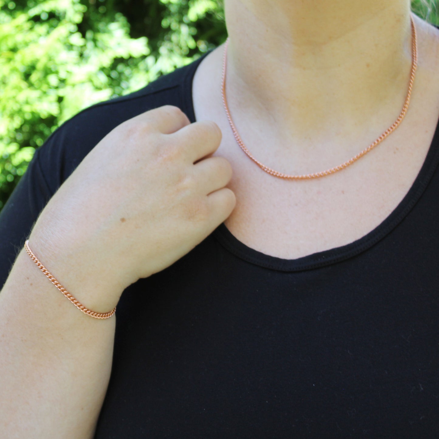 Copper Curb Chain Bracelet Fine 3mm Pure Copper Bracelet Chain All Sizes Strong Magnetic Clasp