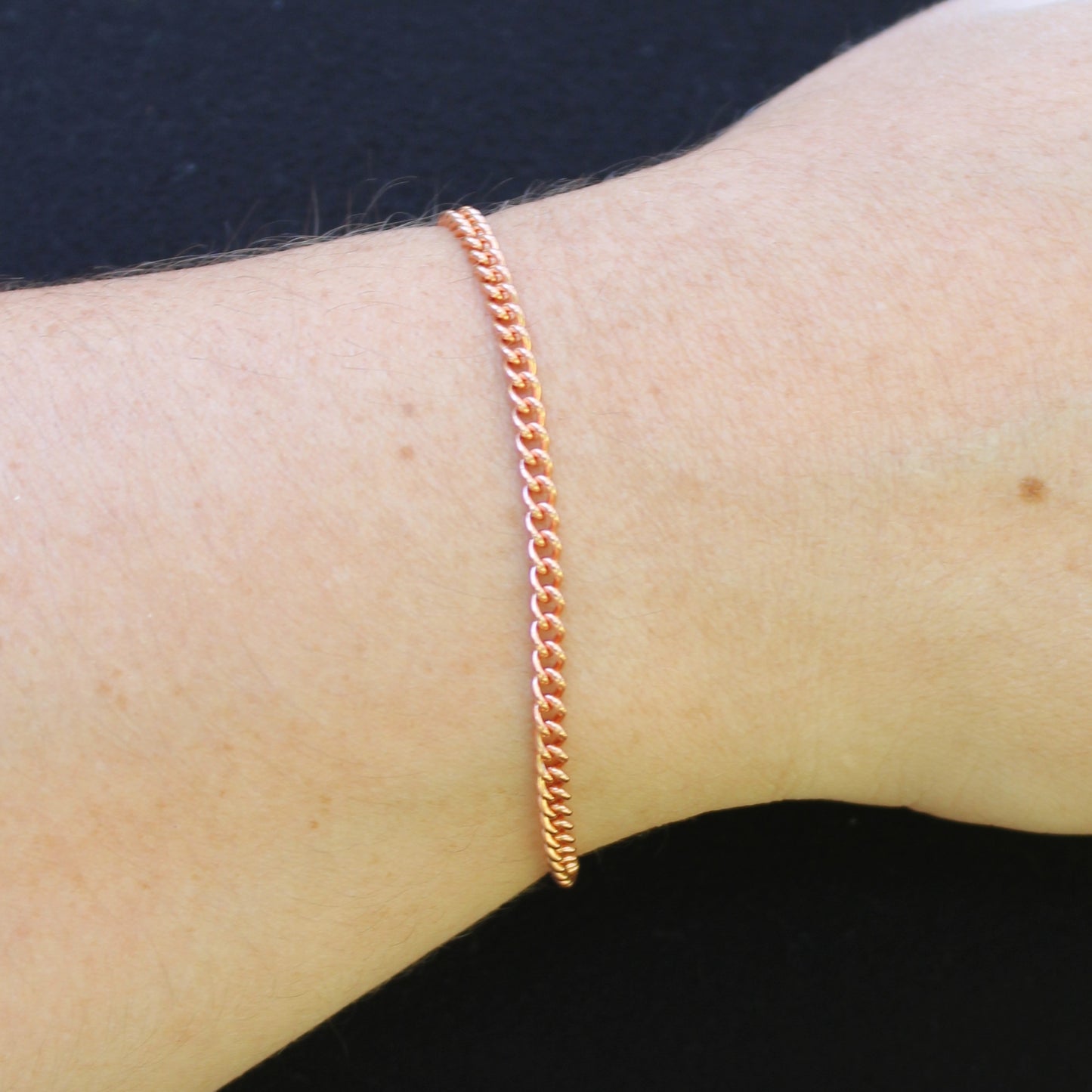 Copper Curb Chain Bracelet Fine 3mm Pure Copper Bracelet Chain All Sizes Strong Magnetic Clasp