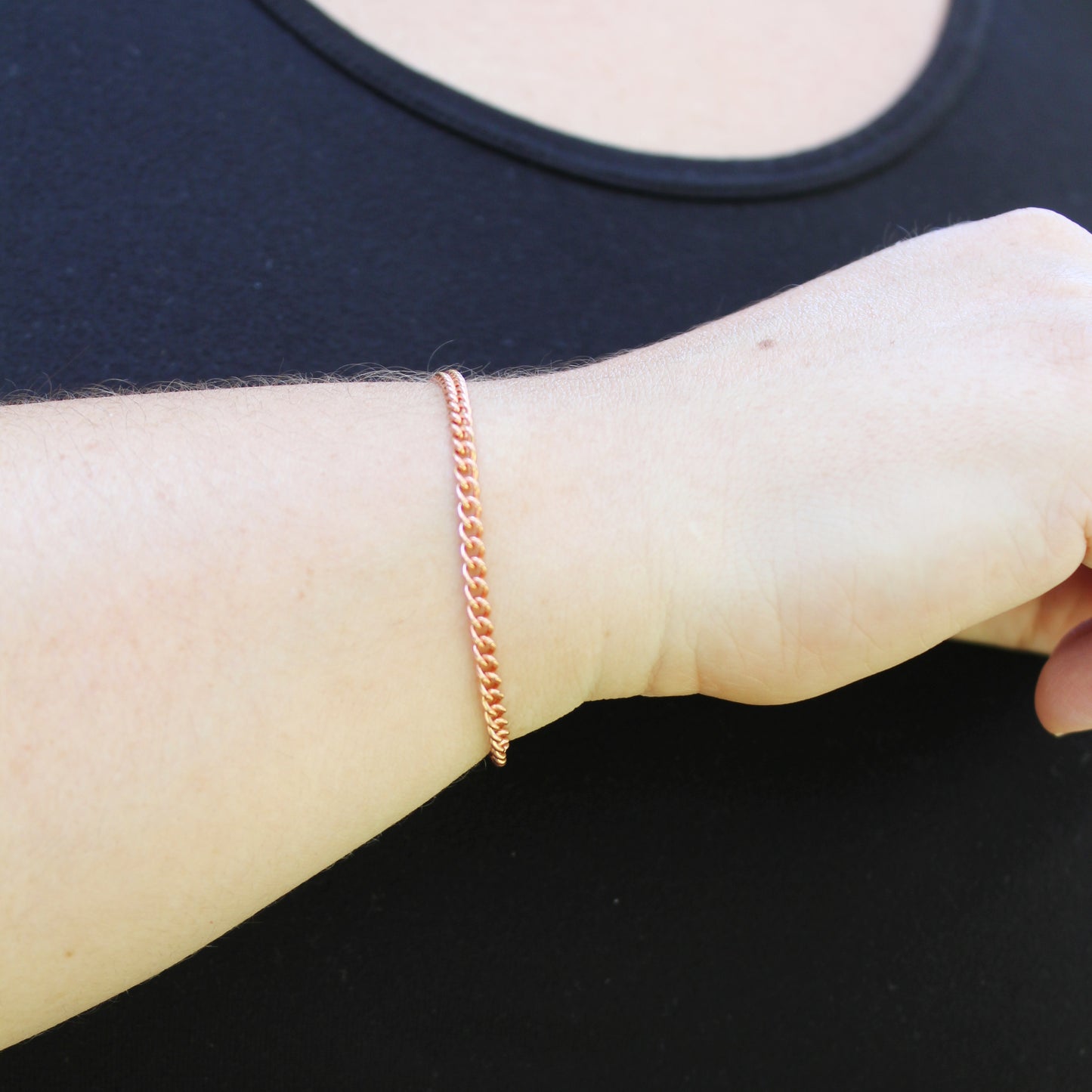 Copper Curb Chain Bracelet Fine 3mm Pure Copper Bracelet Chain All Sizes Strong Magnetic Clasp