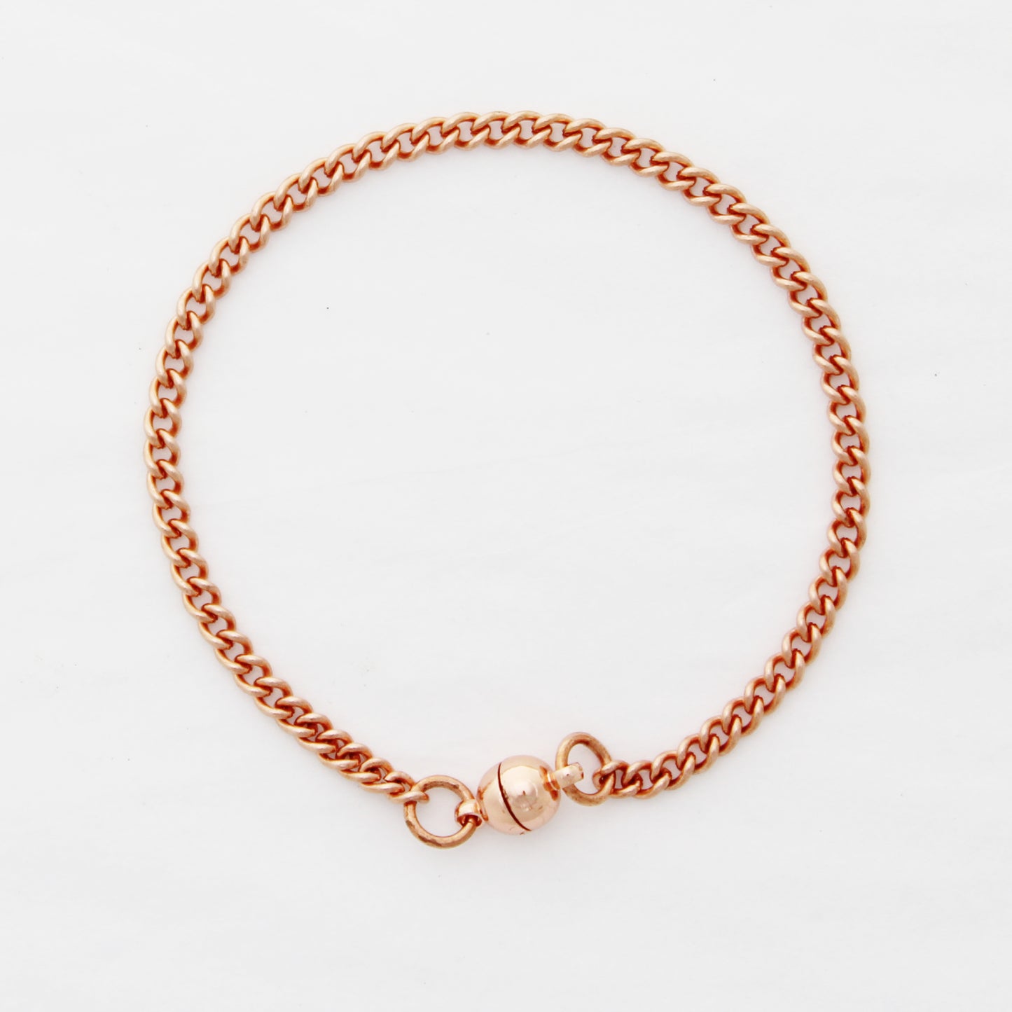 Copper Curb Chain Bracelet Fine 3mm Pure Copper Bracelet Chain All Sizes Strong Magnetic Clasp