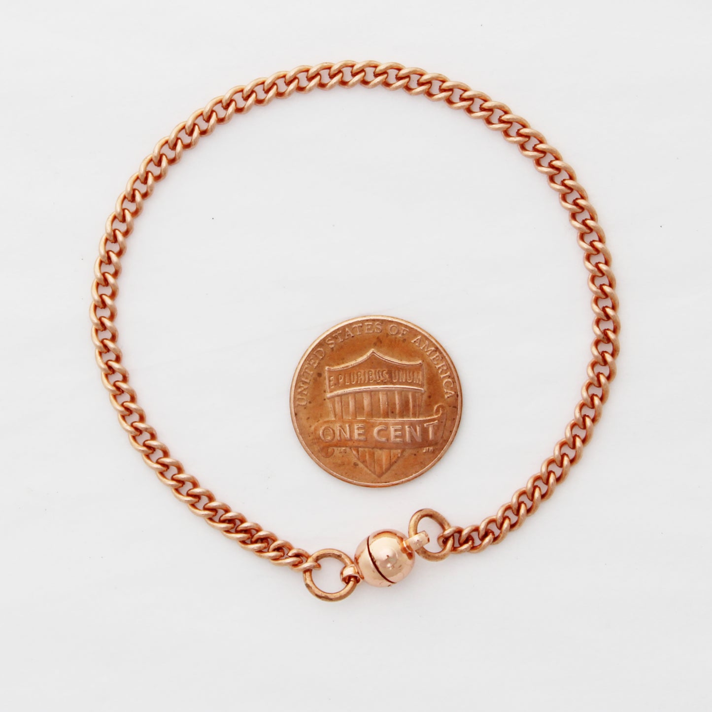Copper Curb Chain Bracelet Fine 3mm Pure Copper Bracelet Chain All Sizes Strong Magnetic Clasp