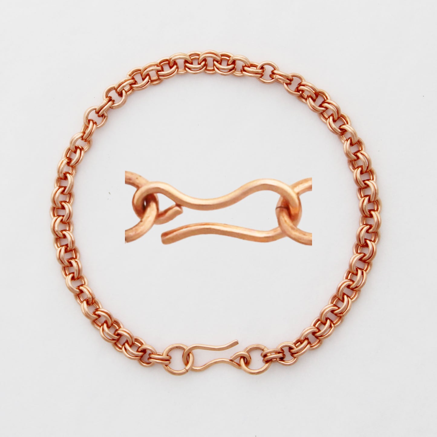 Copper Double Cable Chain Bracelet Fine 4mm Pure Copper Bracelet Chain All Sizes Copper Hook Clasp