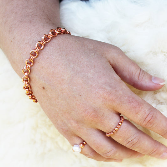 Heavy Solid Copper Double Cable Bracelet Chain 7mm Copper Bracelet Chain