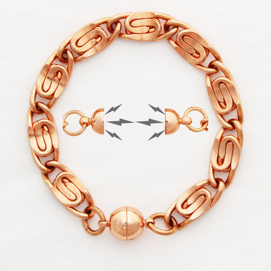 Copper Scroll Chain Bracelet BC69 Heavy 9mm Pure Copper Bracelet Chain All Sizes Magnetic Clasp