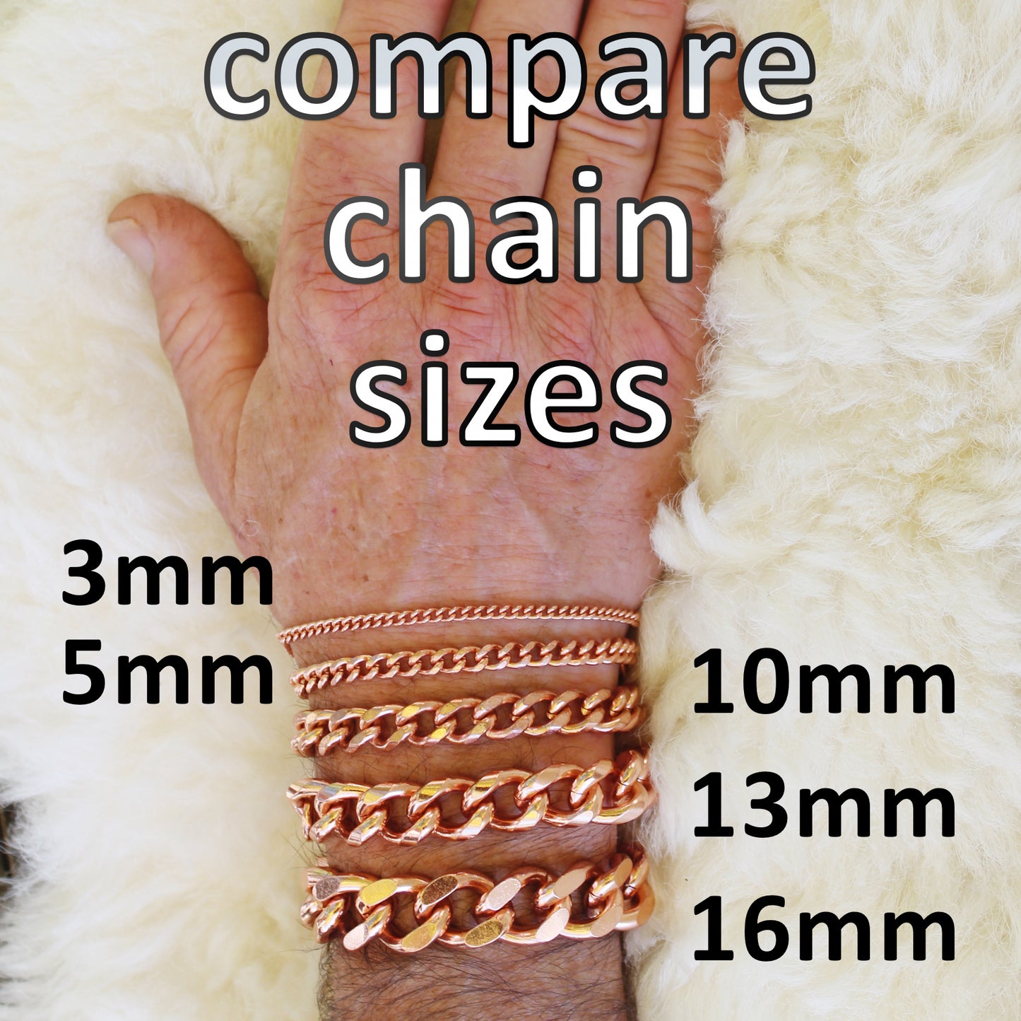 Copper Necklace Chain Set For Men Heavy 13mm Duty 18" Curb Chain Necklace And Matching Bracelet