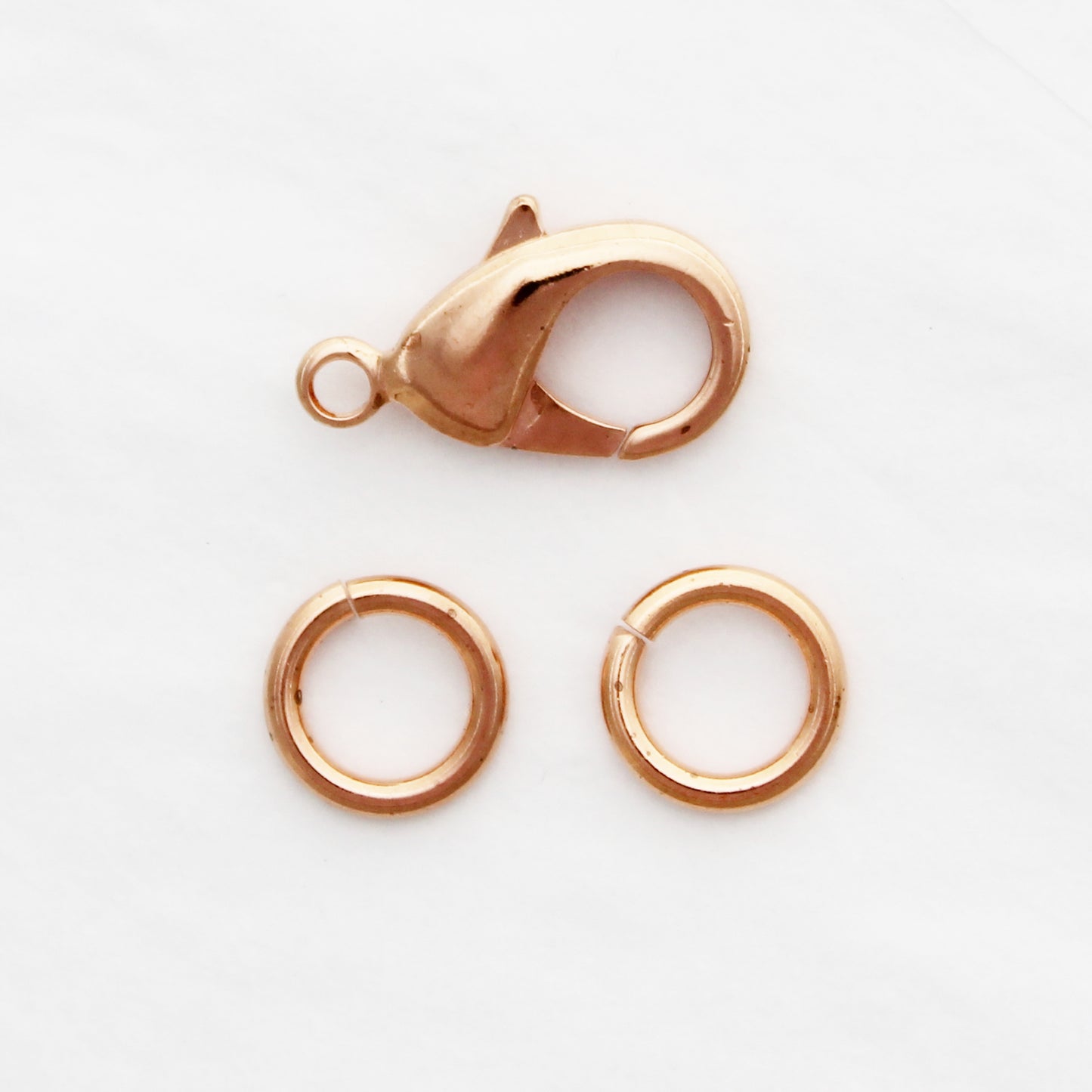 Copper Jewelry Repair Kit 23mm Shiny Copper Plated Brass Lobster Clasp 12mm Ring Complete 3-Pc Set
