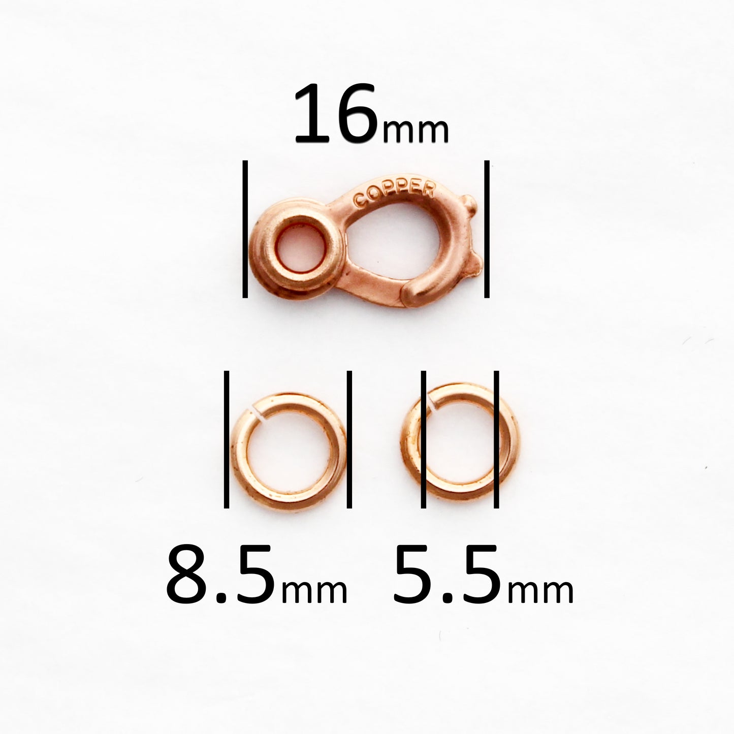 3 Copper Jewelry Repair Kits 9-Piece Set Clasp And Rings 16x10mm Solid Copper Sister Hook Clasp Kit