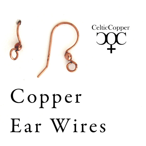 Copper Drop Designer Earrings With Handmade Vintage Cone Beads And Round 8mm Copper Bead Earrings