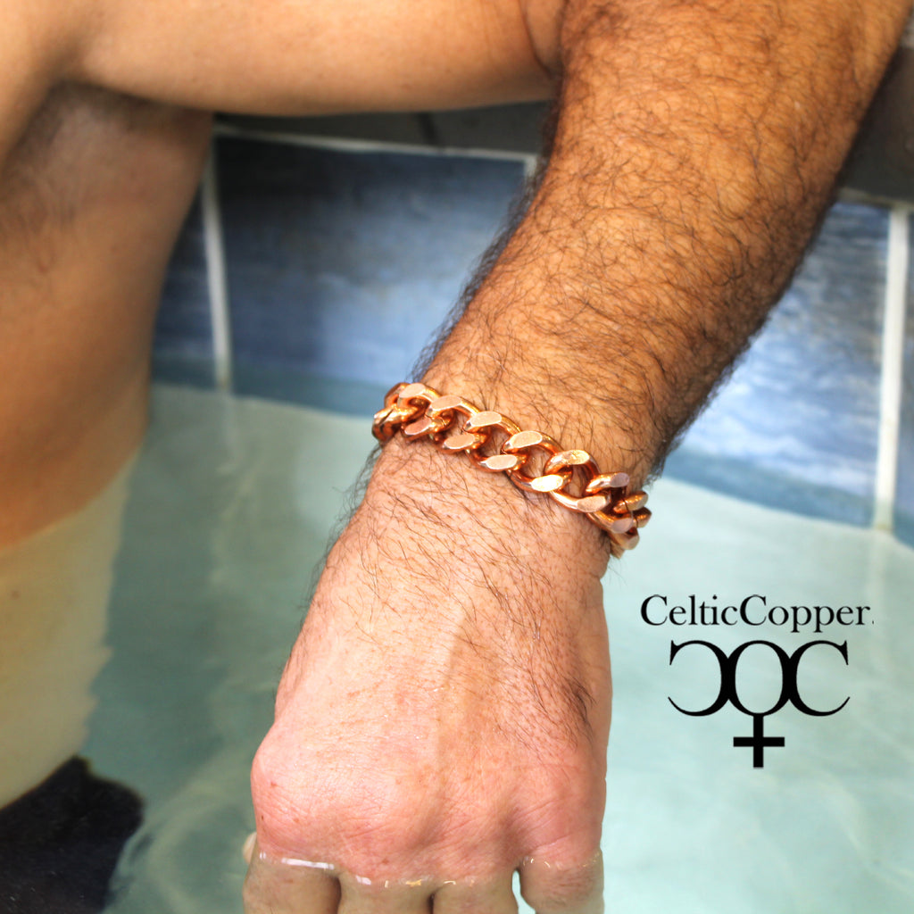 Solid Copper Super Chunky 16mm Curb Chain Bracelet B162R Men's