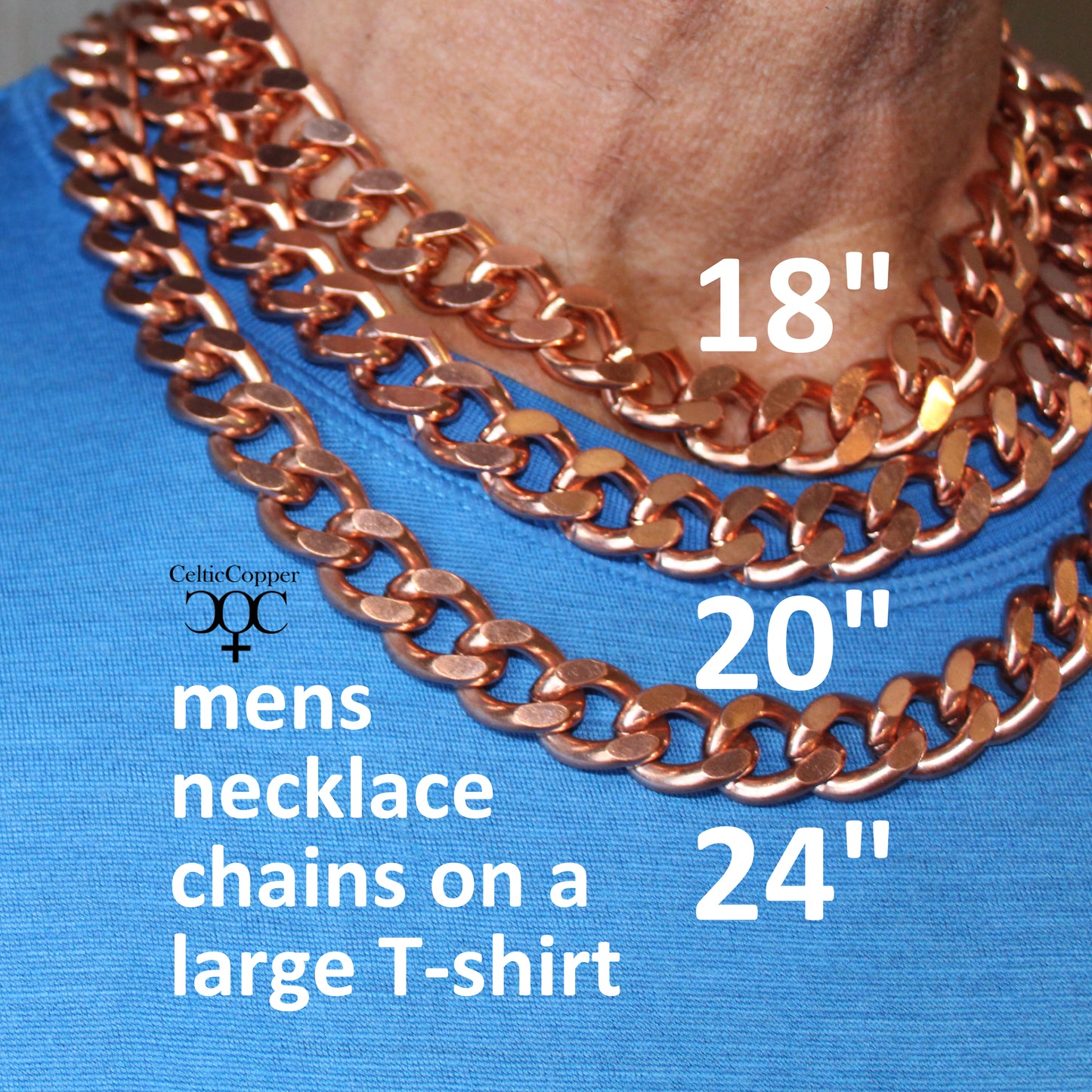 Custom Celtic Scroll Chain Necklace Chain Solid Copper Necklace NC69M Heavy 9mm Celtic Copper Necklace Chain Custom Size