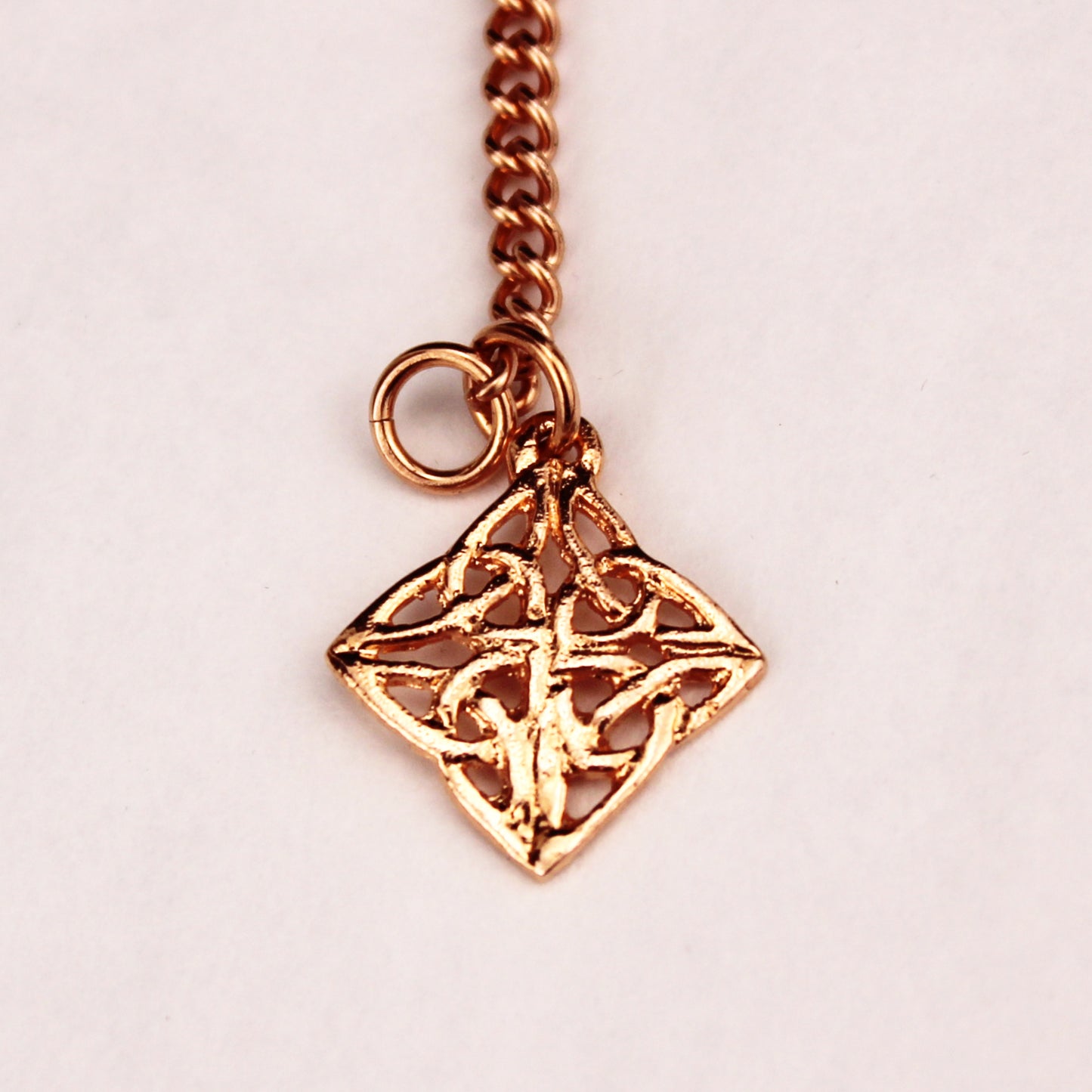 Celtic Knotwork Diamond Charm Bracelet Solid Copper Curb Chain Bracelet With Diamond Charm