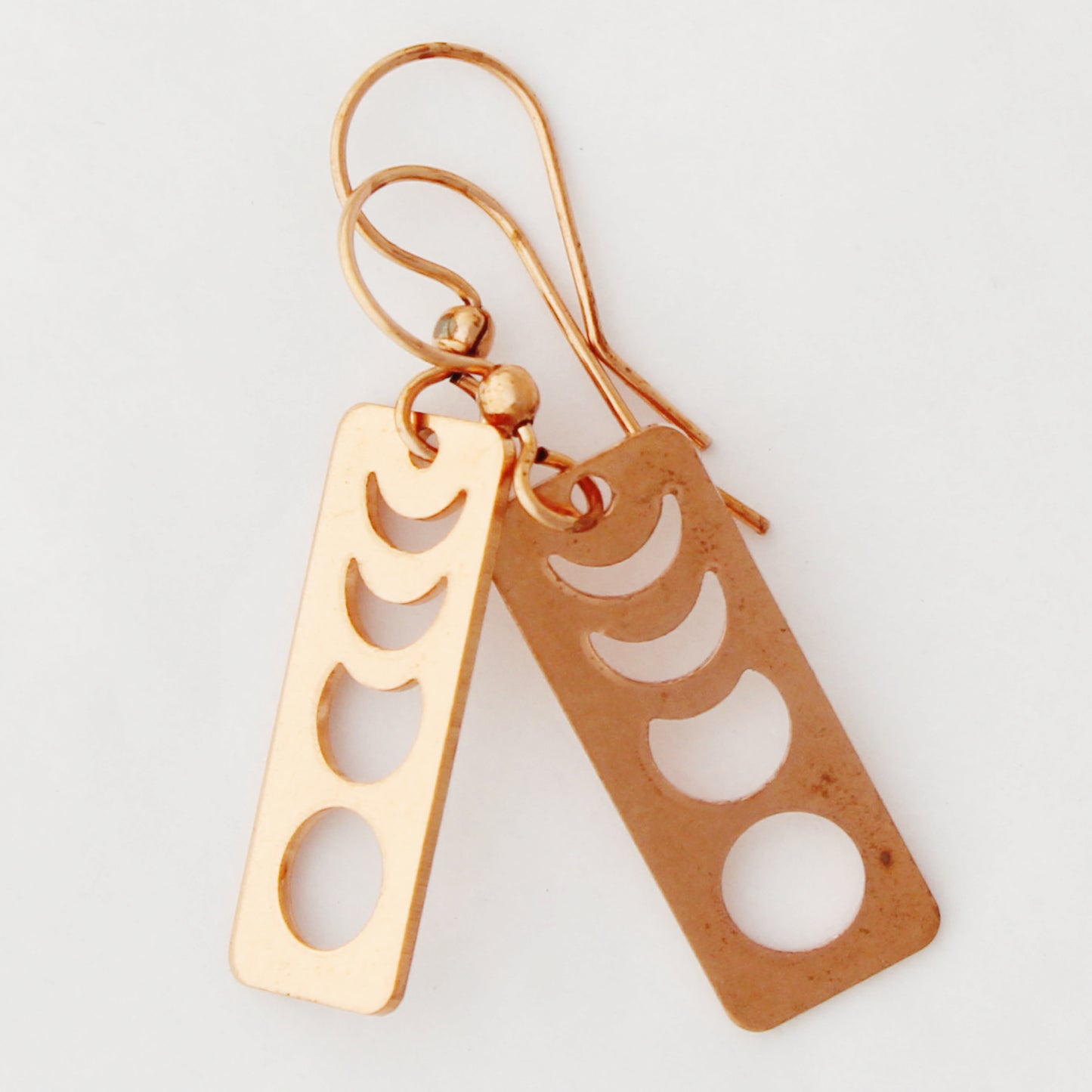 Copper Moon Phase Necklace Set Solid Copper Lunar Eclipse Charm Pendant Necklace Matching Earrings