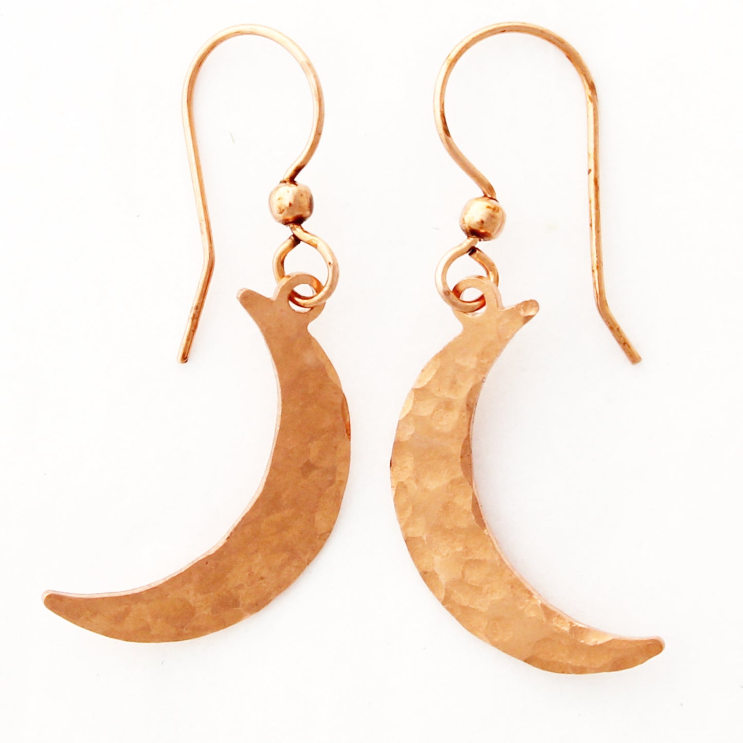 Luna Crescent Moon Copper Necklace Set Solid Copper Hammered Moon Pendant Chain Matching Earrings