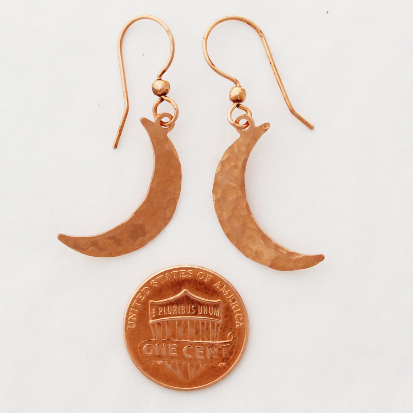 Luna Crescent Moon Copper Necklace Set Solid Copper Hammered Moon Pendant Chain Matching Earrings
