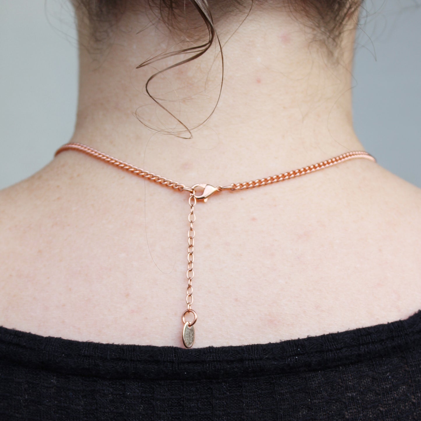 Luna Crescent Moon Copper Necklace Set Solid Copper Hammered Moon Pendant Chain Matching Earrings