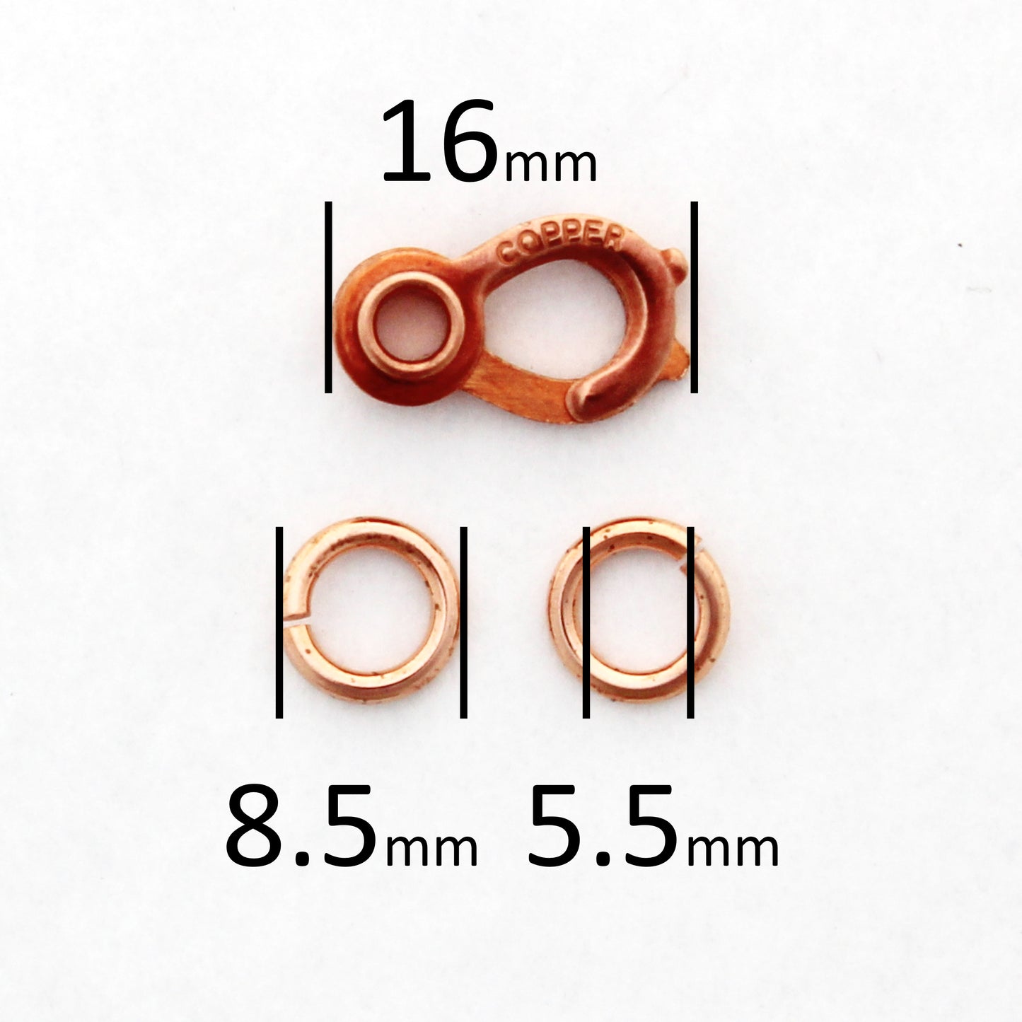 Copper Clasp Repair Kit 16mm Pure Solid Copper Sister Hook Clasp Medium Heavy Weight 3-Piece Set