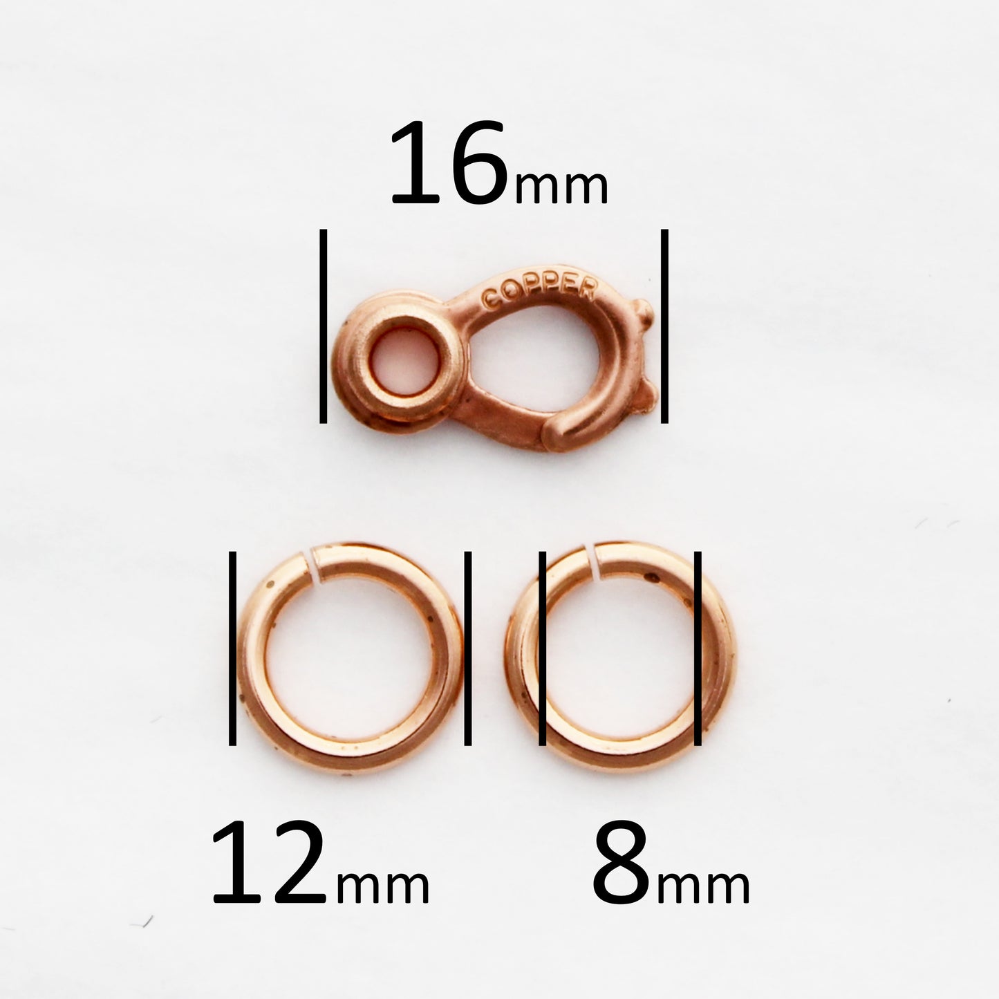 Copper Clasp Repair Kit 16mm Pure Solid Copper Sister Hook Clasp Medium Heavy Weight 3-Piece Set
