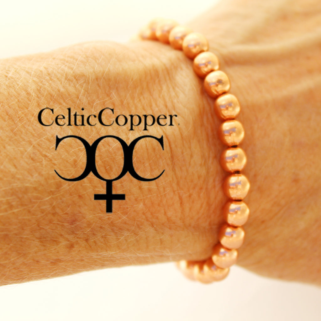 Copper Beaded Bracelet Easy Wear Elastic Stretch Bracelet Vintage Soli –  Celtic Copper Shop