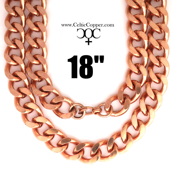 Men's Super Chunky 16mm Copper Cuban Curb Chain Set SET162 Solid Copper 18 Inch Copper Necklace Matching Bracelet Chain