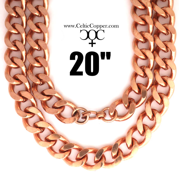 Men's Copper Chain Set Chunky 16mm Copper Cuban Curb Chain Set SET162 Solid Copper 20 Inch Copper Necklace Matching Bracelet Chain