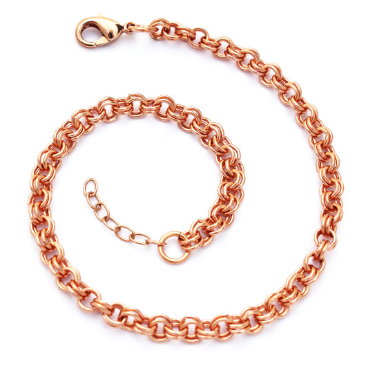 Fine Solid Copper Double Cable Bracelet Chain 4mm Adjustable Solid Copper Anklet Chain