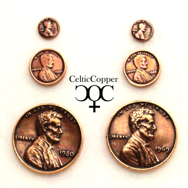 Copper Earring Studs US Penny Tiny 10mm One Cent Coin Replica American Copper Penny Earring Studs