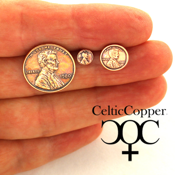 Copper Earring Studs US Penny Tiny 10mm One Cent Coin Replica American Copper Penny Earring Studs