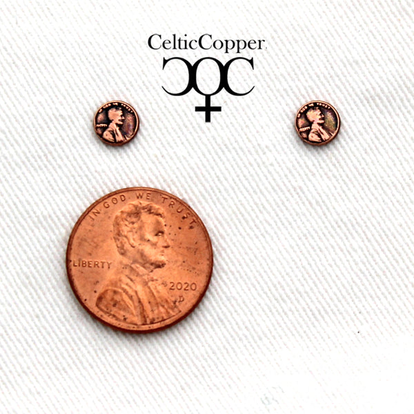 Copper Earring Studs US Penny Mini 5mm One Cent Coin Replica American Copper Penny Earring Studs