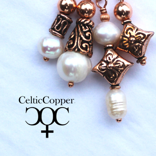Copper Bead Drop Earrings 14mm Copper Diamond Bead Earrings Post French Wire Lever Back Earrings
