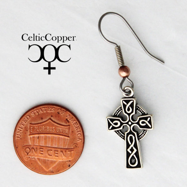 Sterling Silver Celtic Cross Knotwork Earrings Solid Sterling Silver Celtic Cross Earrings