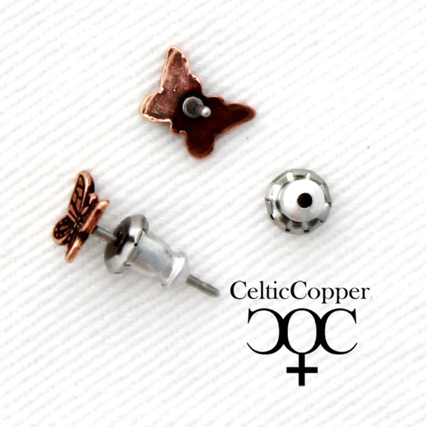 Copper Butterfly Stud Earrings Hypoallergenic Earring Posts Tiny Butterfly Earrings Copper Studs
